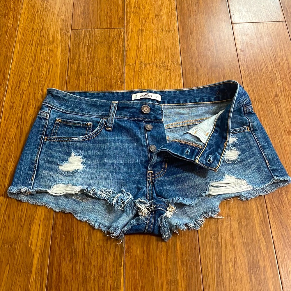 Hollister denim distressed shorts